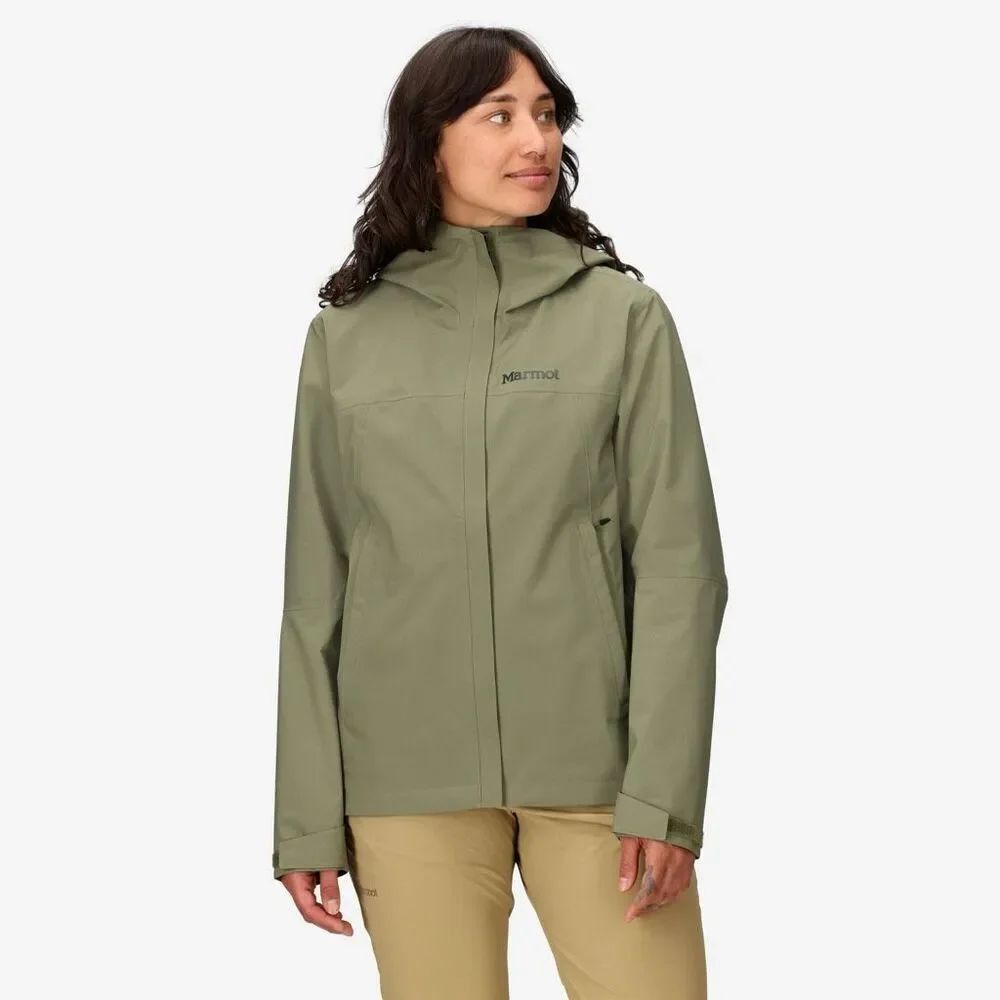 Marmot PreCip Eco Pro Hooded Collar Jacket Vetiver Olive Green Small